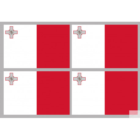 Drapeau Malte (4 fois 9.5x6.3cm) - Sticker/autocollant