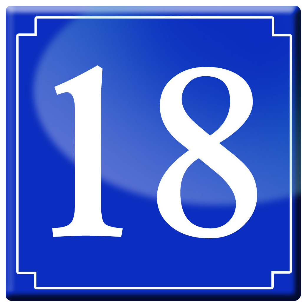 numéro de rue 18 - classique 10x10cm - Sticker/autocollant