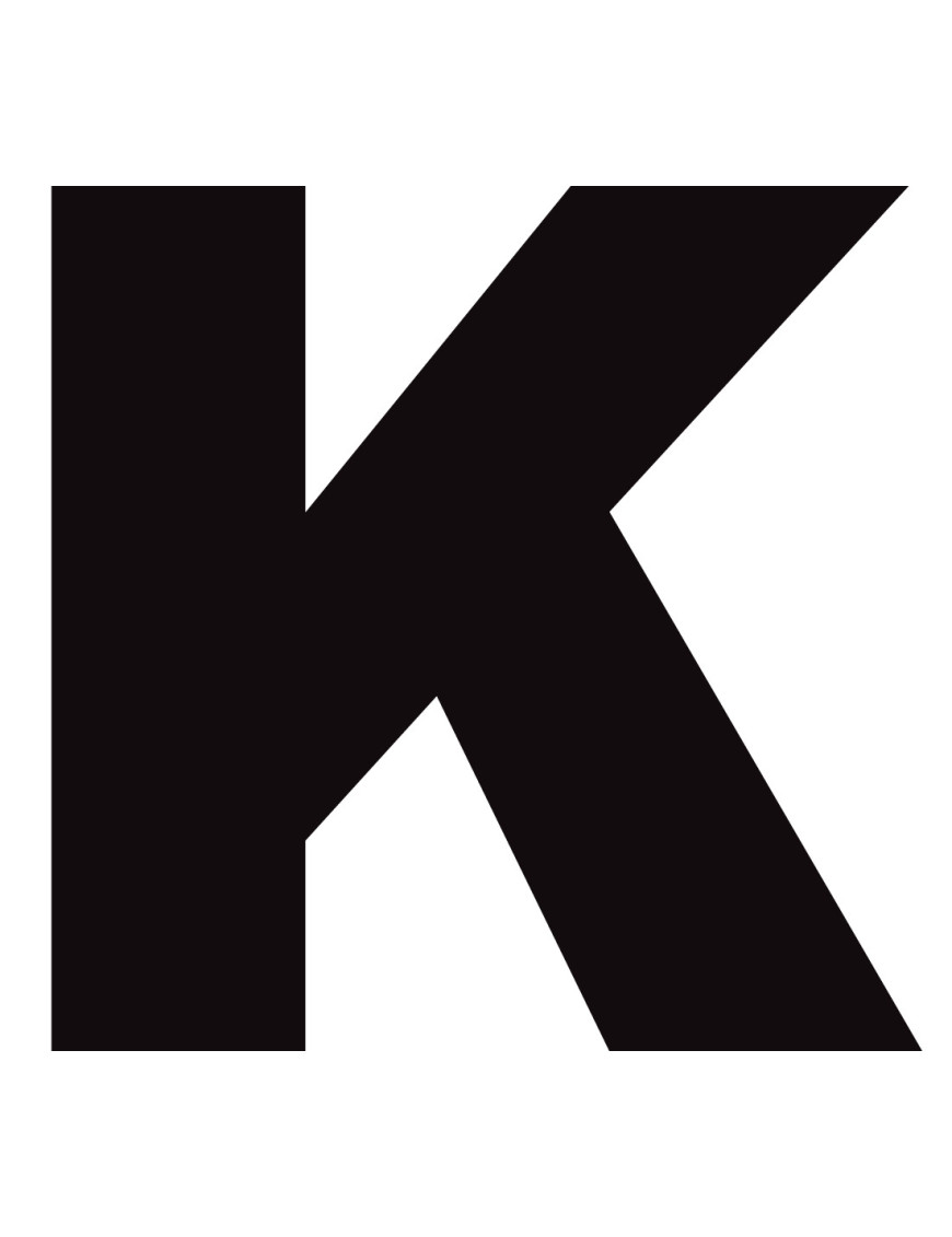 Lettre K noir sur fond blanc (15x16.5cm) - Sticker/autocollant