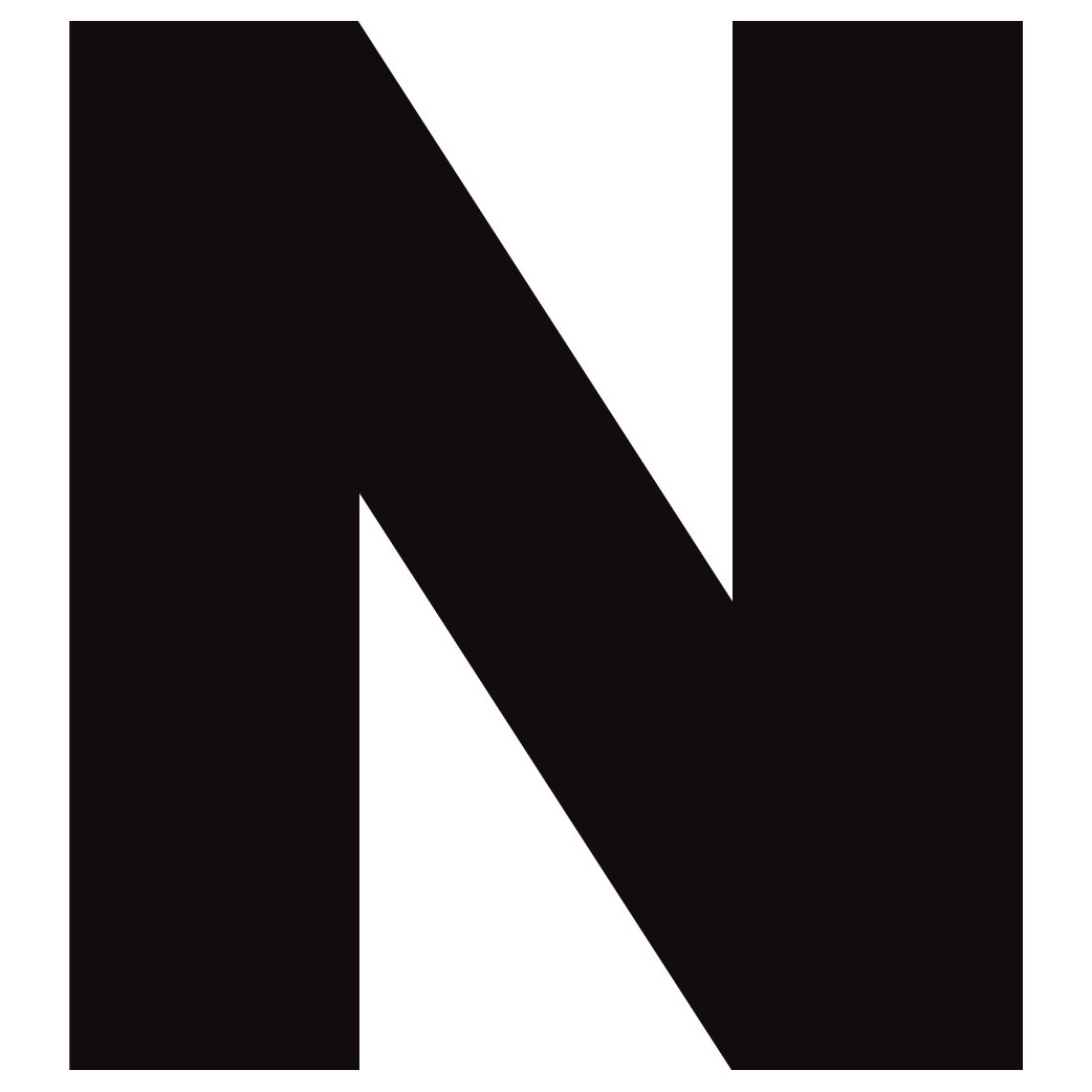 Lettre N noir sur fond blanc (15x15.2cm) - Sticker/autocollant