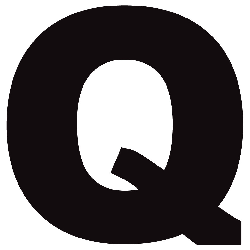 Lettre Q noir sur fond blanc (20x20.3cm) - Sticker/autocollant