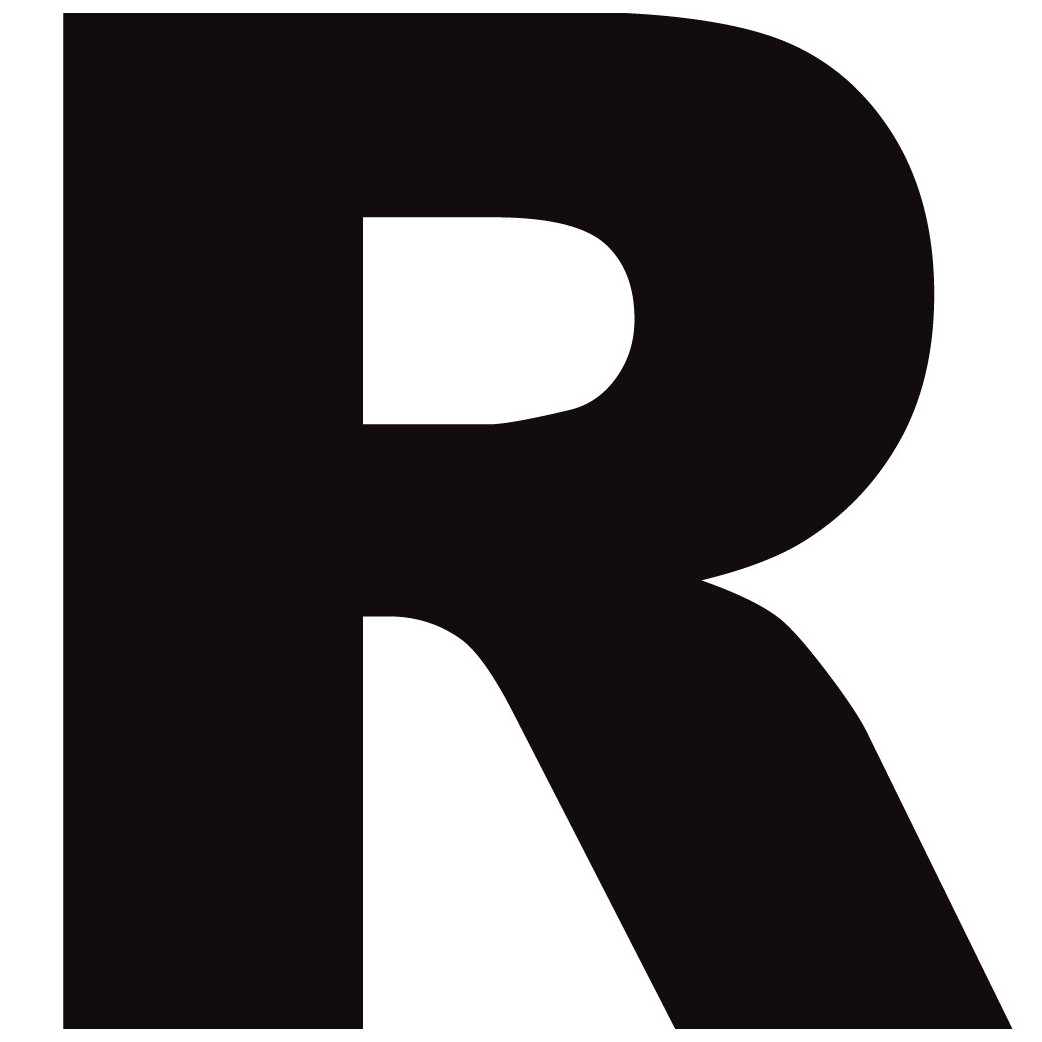 Lettre R noir sur fond blanc (5x4.9cm) - Sticker/autocollant