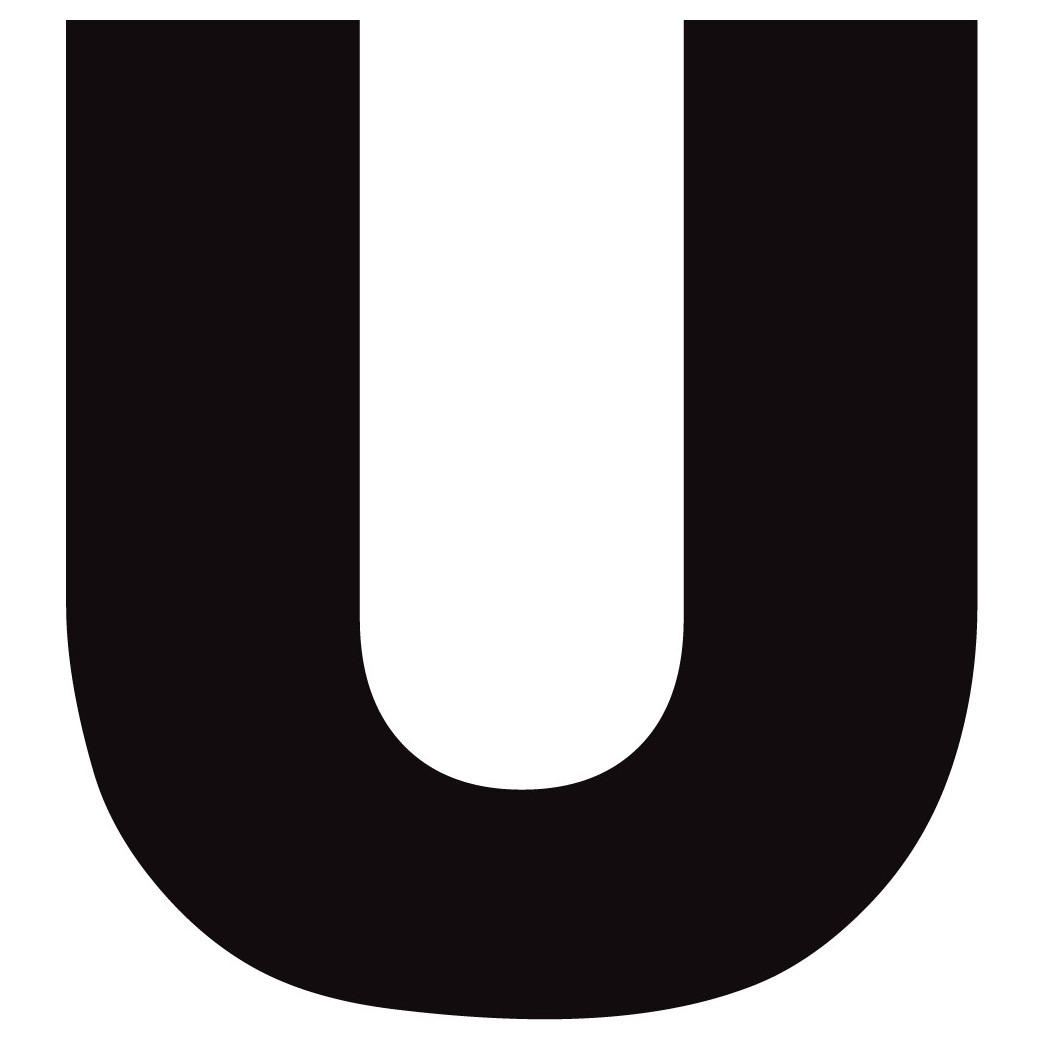 Lettre U noir sur fond blanc (15x15cm) - Sticker/autocollant
