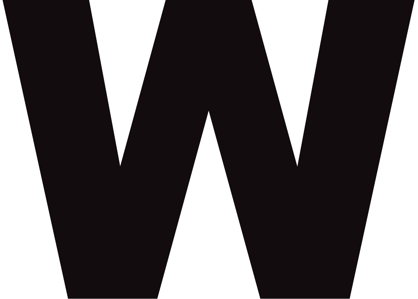 Lettre W noir sur fond blanc (15x21cm) - Sticker/autocollant