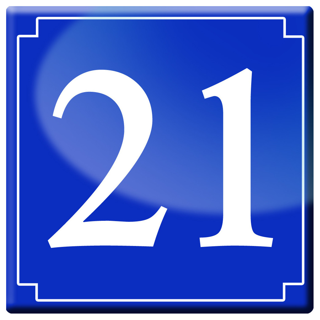 numéro de rue 21 (classique 10x10cm) - Sticker/autocollant