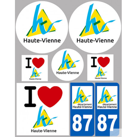 Département 87 la Haute-Vienne (8 autocollants variés) - Sticker/autocollant