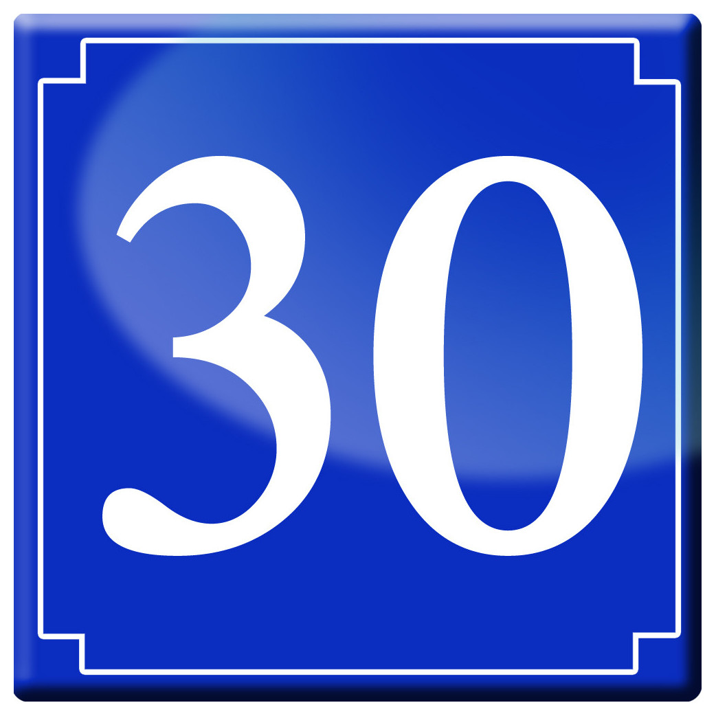 numéro de rue 30 (classique 10x10cm) - Sticker/autocollant