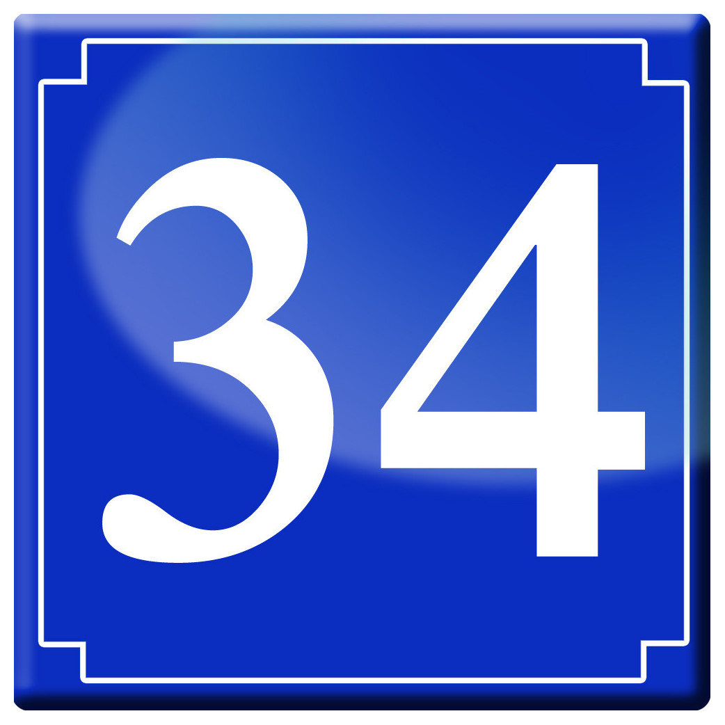 numéro de rue 34 (classique 10x10cm) - Sticker/autocollant
