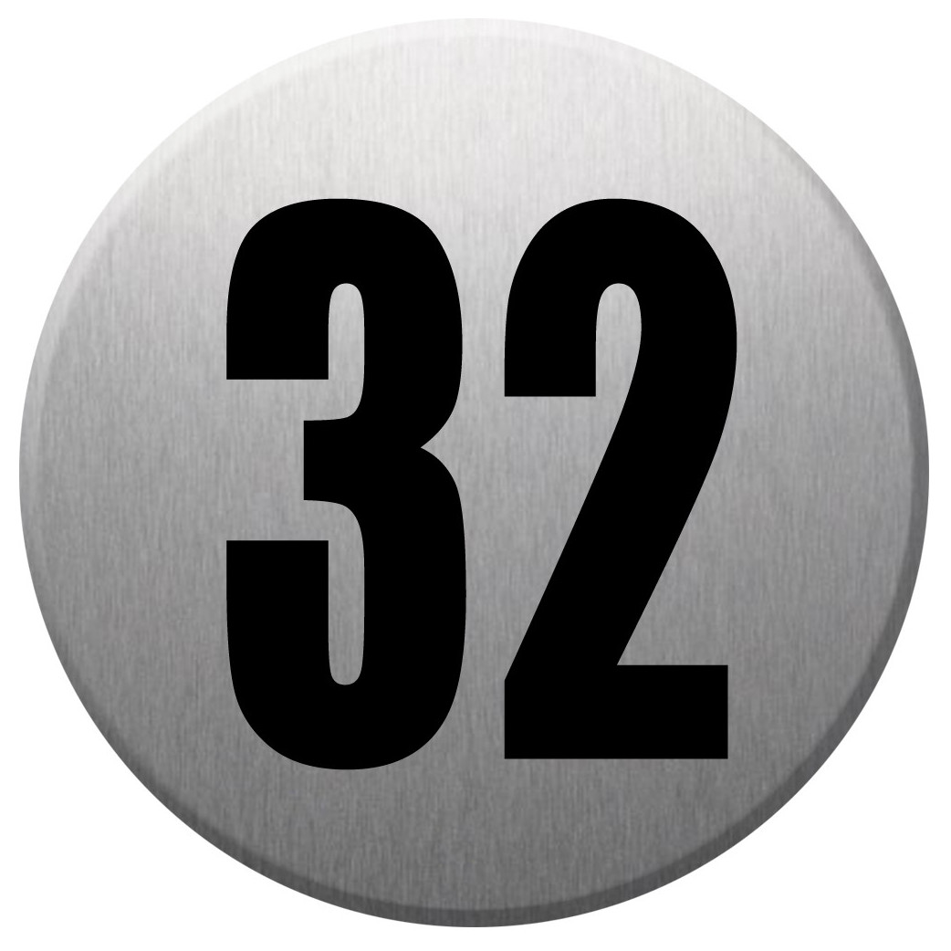 adresse postale numéro 32 (gris brossé 10x10cm) - Sticker/autocollant