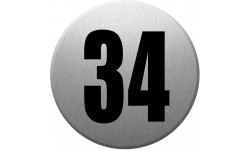 adresse postale numéro 34 (gris brossé 10x10cm) - Sticker/autocollant