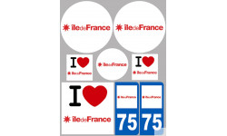 Département 75 l'île de France (8 autocollants variés) - Sticker/autocollant