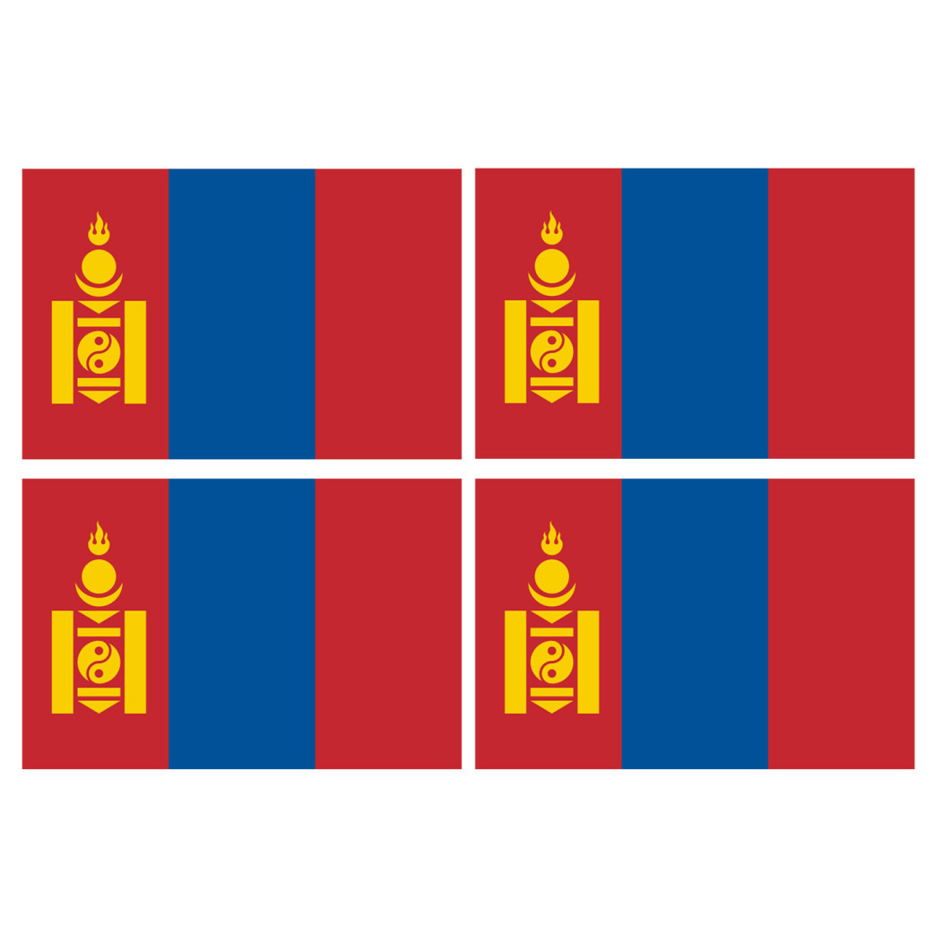 Drapeau Mongolie (4 fois 9.5x6.3cm) - Sticker/autocollant