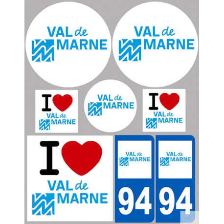 Département 94 le Val de Marne (8 autocollants variés) - Sticker/autocollant