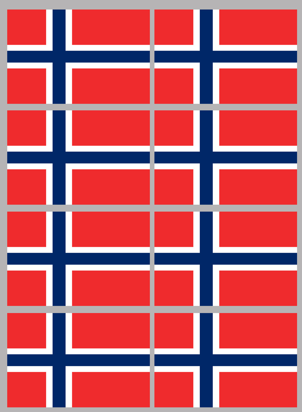 Drapeau Norvège (8 fois 9.5x6.3cm) - Sticker/autocollant