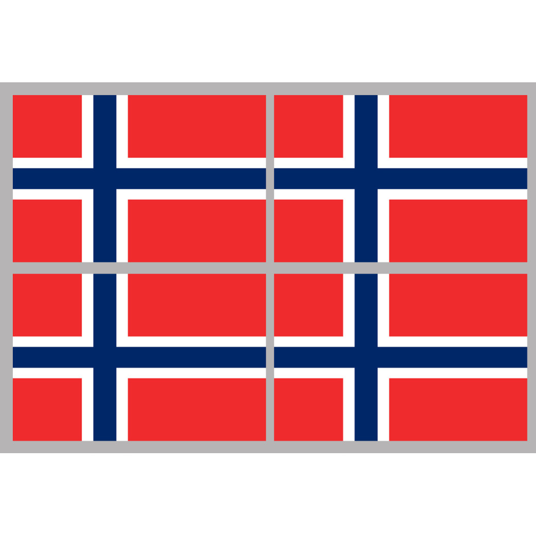 Drapeau Norvège (4 fois 9.5x6.3cm) - Sticker/autocollant