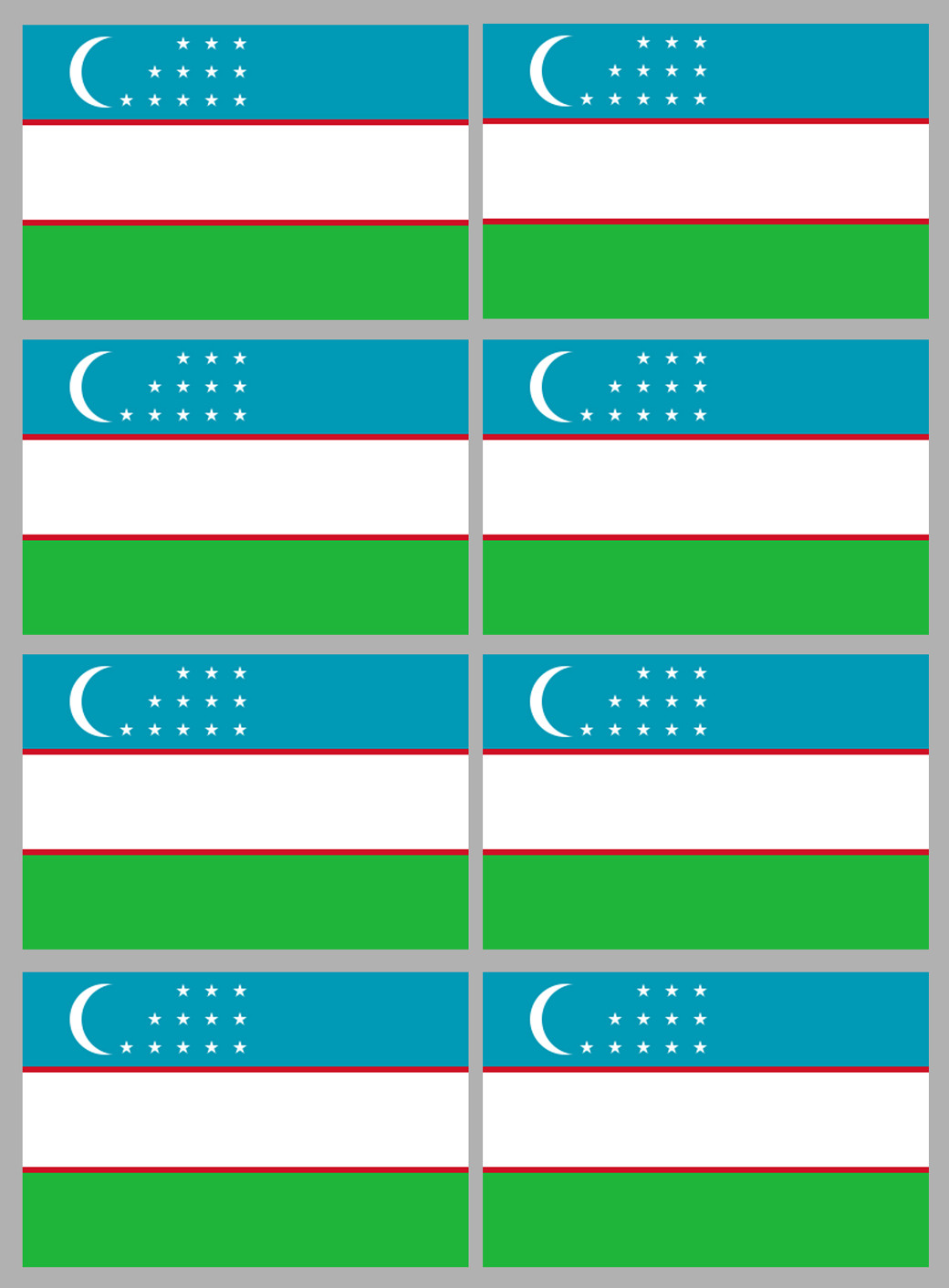 Drapeau Ouzbékistan (8 fois 9.5x6.3cm) - Sticker/autocollant