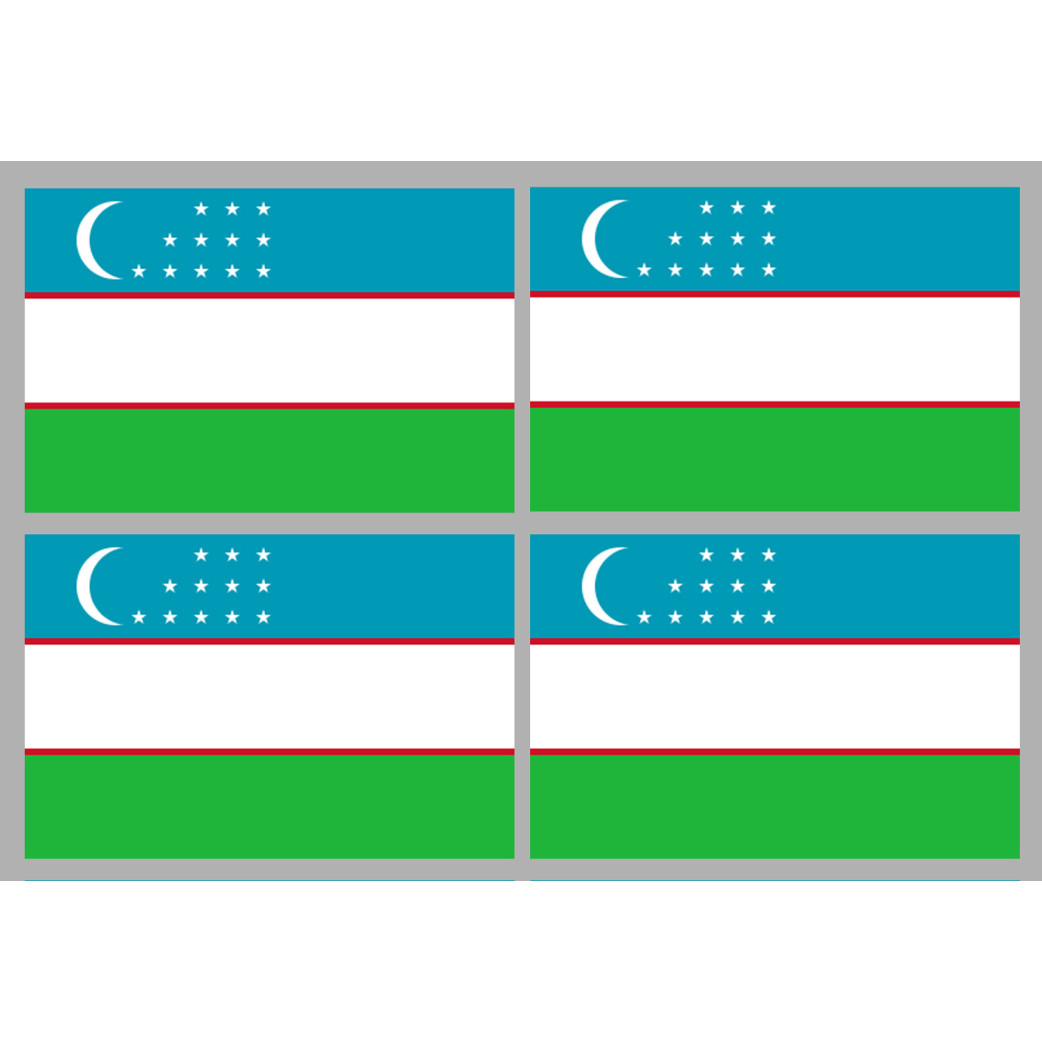 Drapeau Ouzbékistan (4 fois 9.5x6.3cm) - Sticker/autocollant