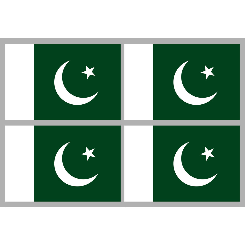 Drapeau Pakistan (4 fois 9.5x6.3cm) - Sticker/autocollant