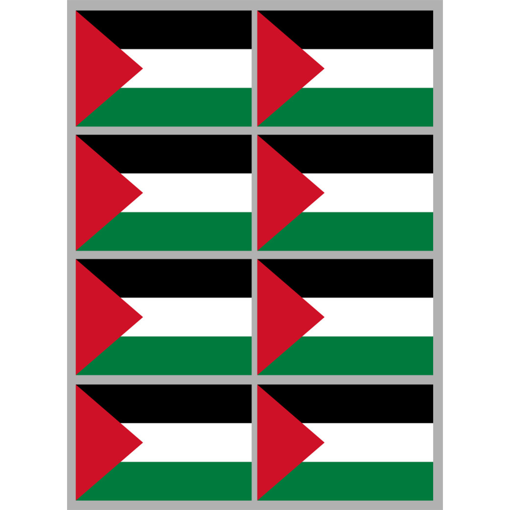 Drapeau Palestine (8 fois 9.5x6.3cm) - Sticker/autocollant