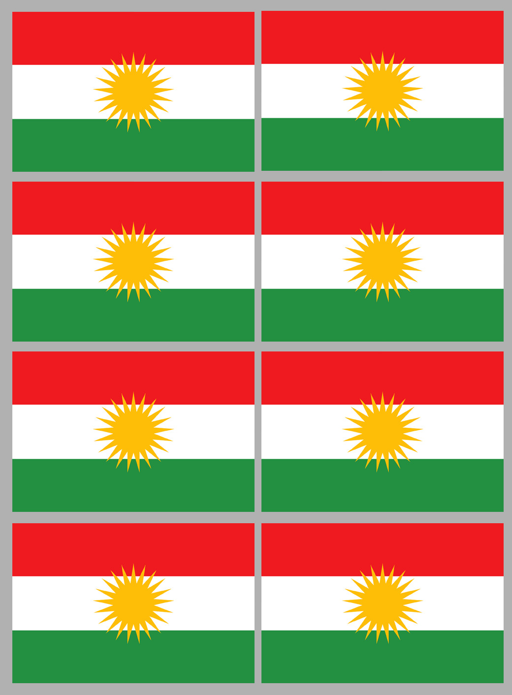 Drapeau Kurdistan (8 fois 9.5x6.3cm) - Sticker/autocollant