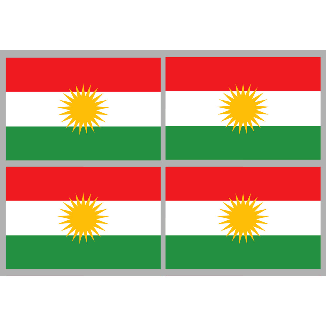 Drapeau Kurdistan (4 fois 9.5x6.3cm) - Sticker/autocollant