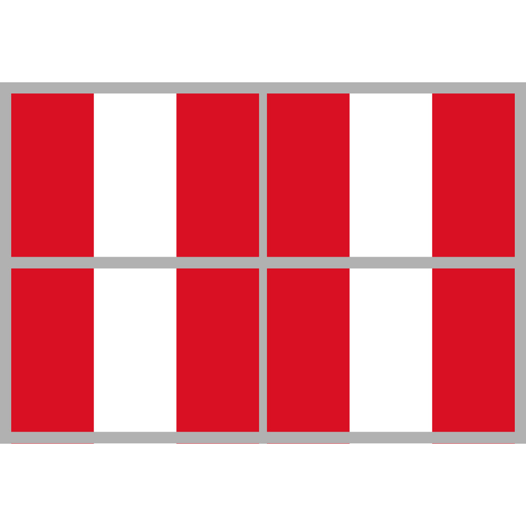 Drapeau Pérou (4 fois 9.5x6.3cm) - Sticker/autocollant