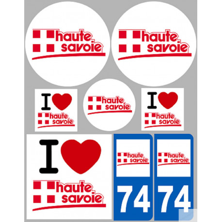 Département 74 la Haute Savoie (8 autocollants variés) - Sticker/autocollant