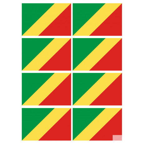 Drapeau République du Congo (8 fois 9.5x6.3cm) - Sticker/autocollant