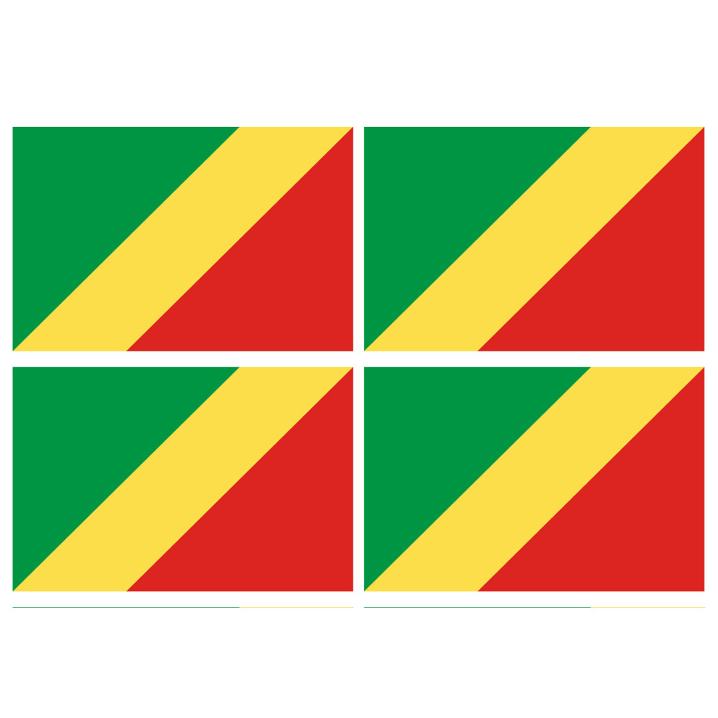 Drapeau République du Congo (4 fois 9.5x6.3cm) - Sticker/autocollant