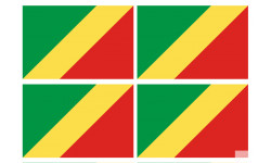 Drapeau République du Congo (4 fois 9.5x6.3cm) - Sticker/autocollant