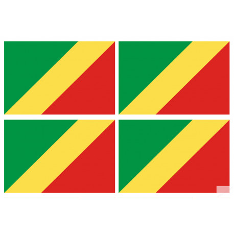 Drapeau République du Congo (4 fois 9.5x6.3cm) - Sticker/autocollant