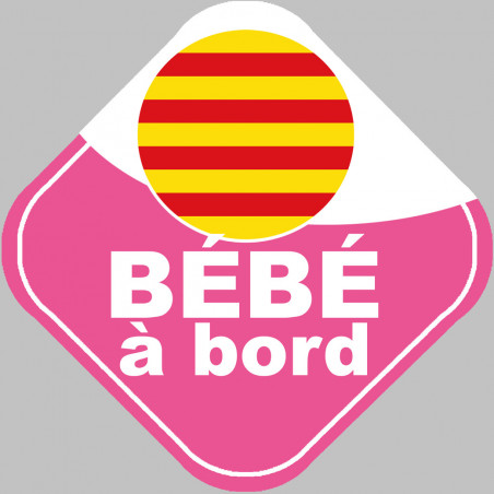 Bébé à bord fille catalane - 10cm - Sticker/autocollant Bébé à bord fille catalane - 10cm - Sticker/autocollant