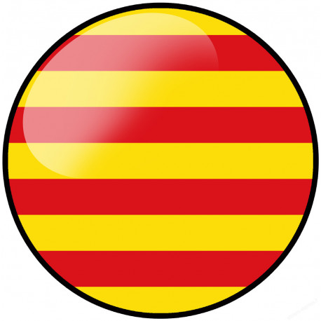 Drapeau Catalan rond - 5cm - Sticker/autocollant