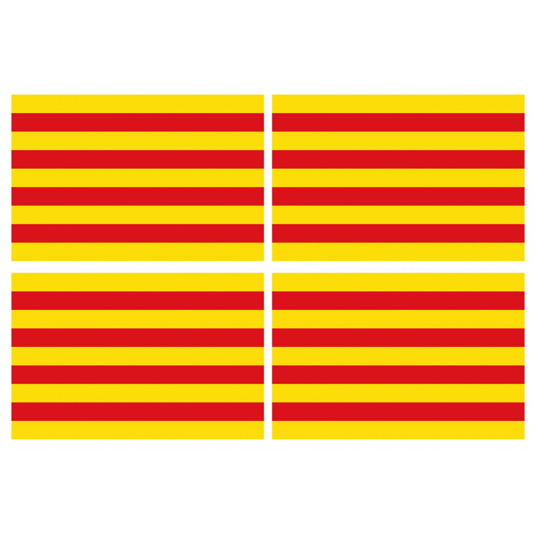 Drapeau Catalan - 4fois 9.5x6.3cm - Sticker/autocollant