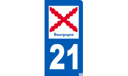 immatriculation motard 21 Bourgogne (3x6cm) - Sticker/autocollant