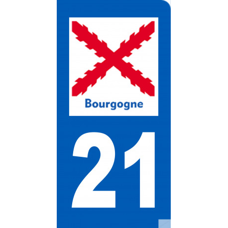immatriculation motard 21 Bourgogne (3x6cm) - Sticker/autocollant