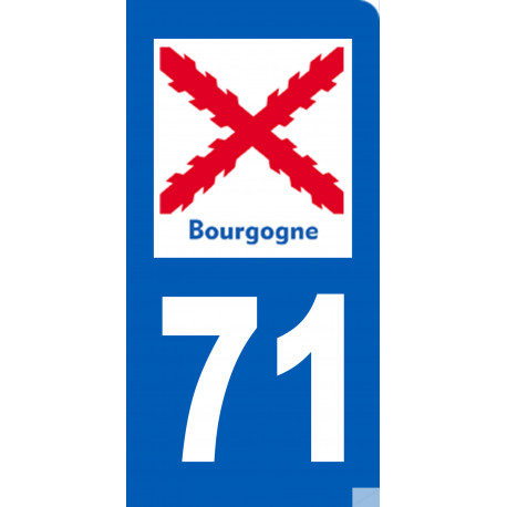 immatriculation motard 71 Bourgogne (3x6cm) - Sticker/autocollant