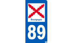 immatriculation motard 89 Bourgogne (3x6cm) - Sticker/autocollant