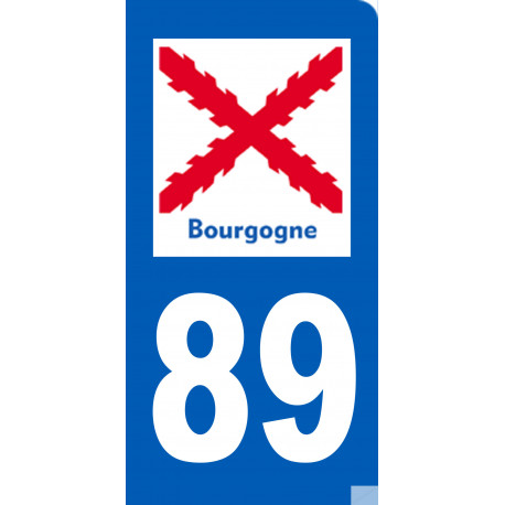 immatriculation motard 89 Bourgogne (3x6cm) - Sticker/autocollant