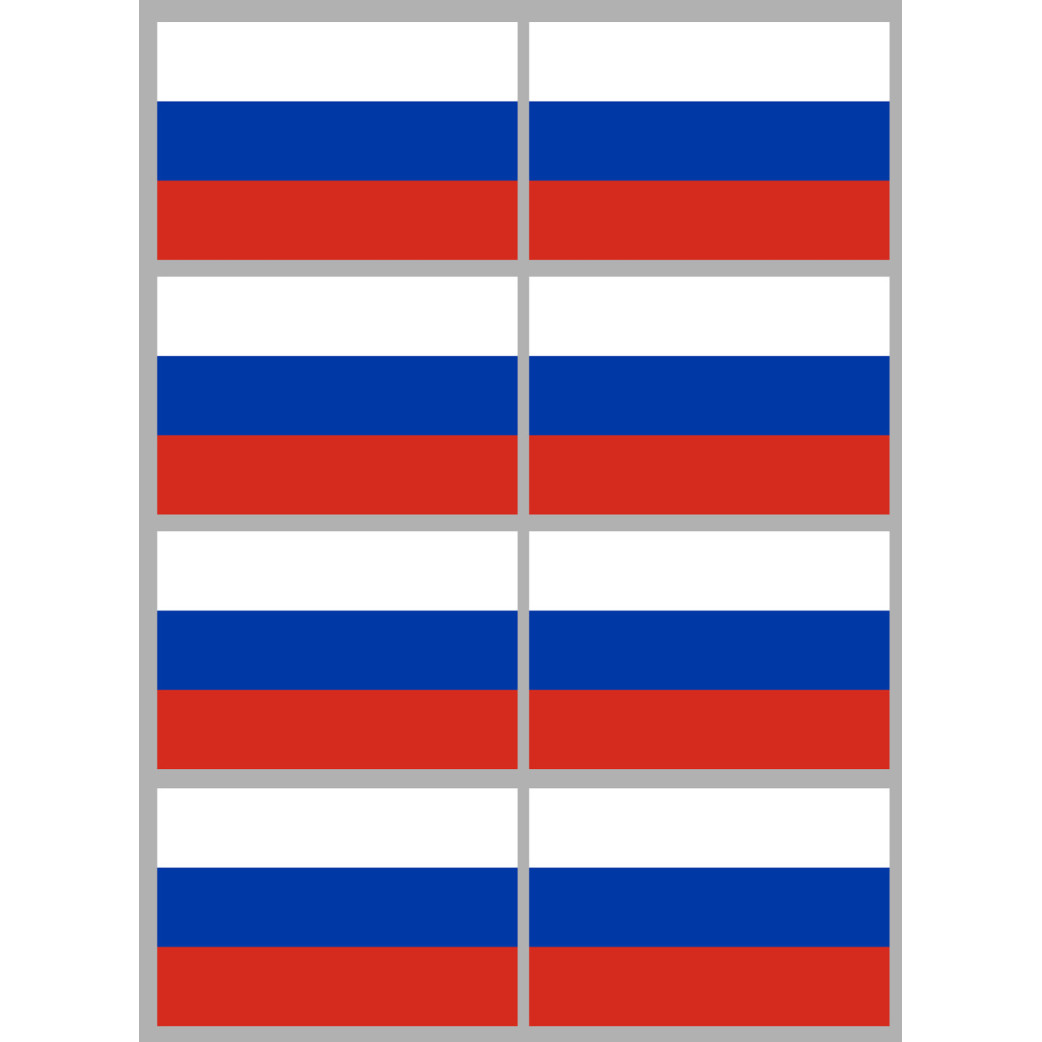 Drapeau Russie (8 fois 9.5x6.3cm) - Sticker/autocollant