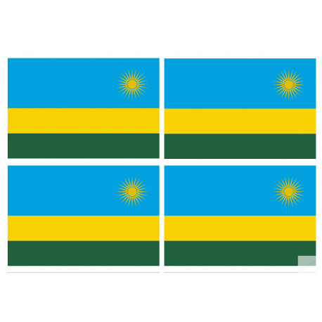 Drapeau Rwanda (4 fois 9.5x6.3cm) - Sticker/autocollant