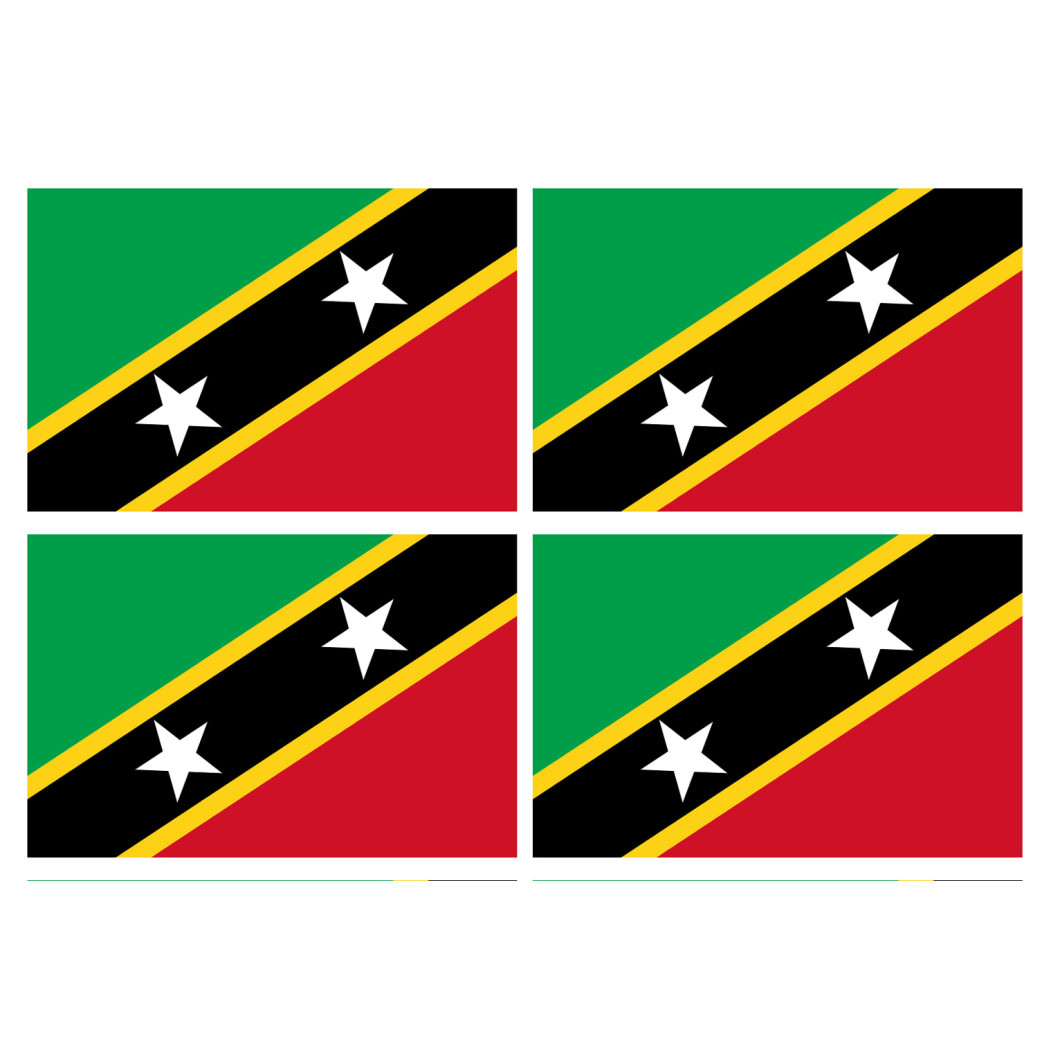 Drapeau Saint-Christophe-et-Niévès (4 fois 9.5x6.3cm) - Sticker/autocollant