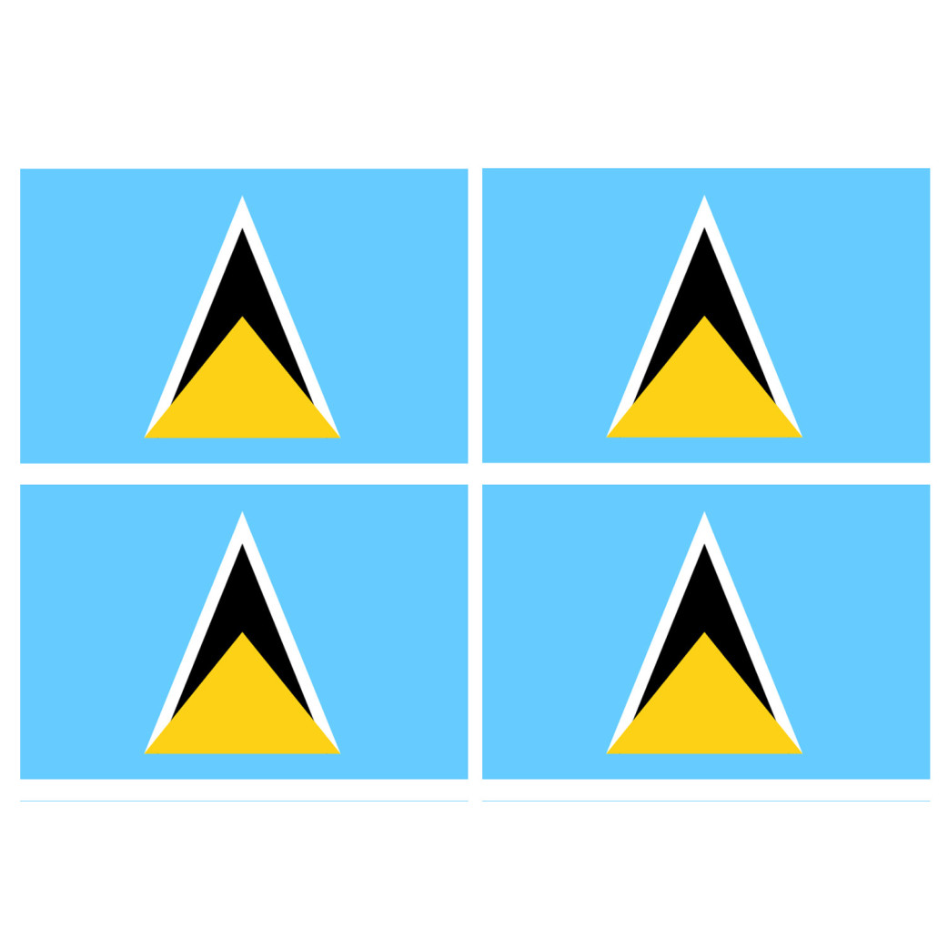 Drapeau Sainte-Lucie (4 fois 9.5x6.3cm) - Sticker/autocollant