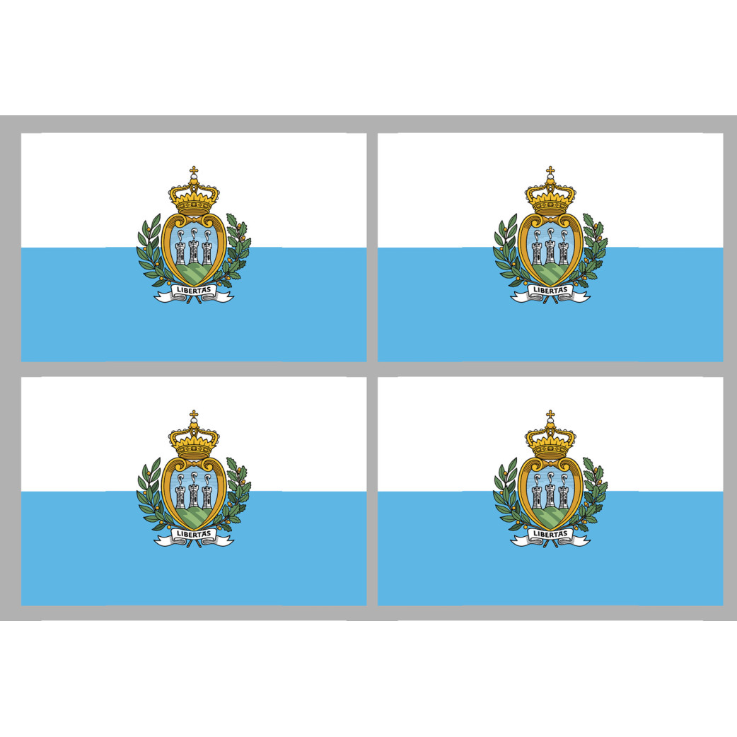 Drapeau Saint-Marin (4 fois 9.5x6.3cm) - Sticker/autocollant