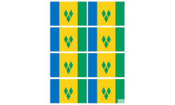 Saint-Vincent-et-les-Grenadines (8 fois 9.5x6.3cm) - Sticker/autocollant