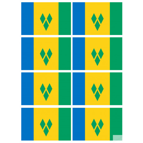 Saint-Vincent-et-les-Grenadines (8 fois 9.5x6.3cm) - Sticker/autocollant