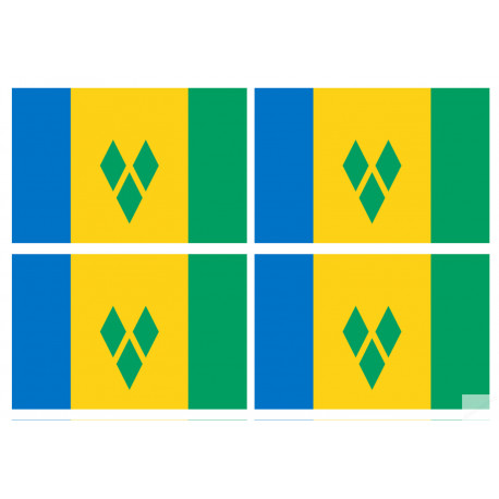Saint-Vincent-et-les-Grenadines (4 fois 9.5x6.3cm) - Sticker/autocollant