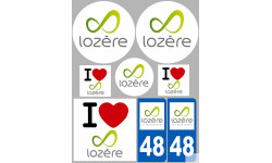 Département 48 la Lozère (8 autocollants variés) - Sticker/autocollant