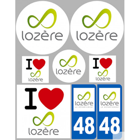 Département 48 la Lozère (8 autocollants variés) - Sticker/autocollant