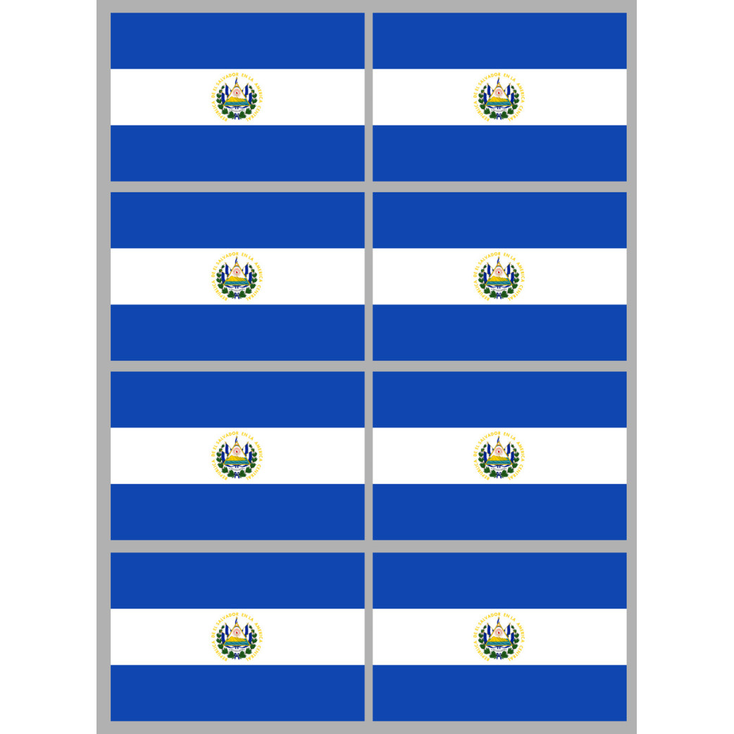 Drapeau Salvador (8 fois 9.5x6.3cm) - Sticker/autocollant